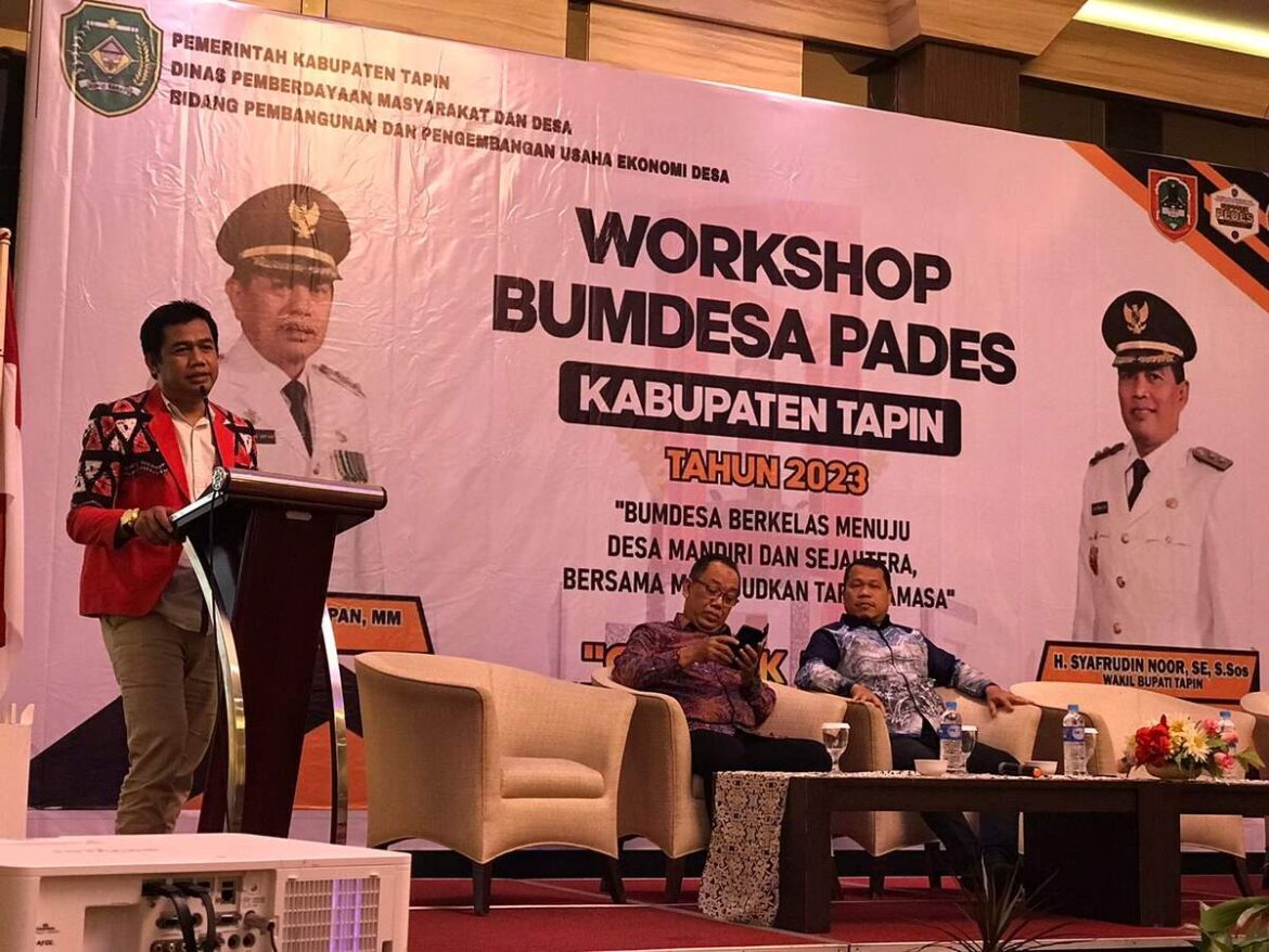 Pembukaan Workshop Badan Usaha Milik Desa PADes se-Kabupaten Tapin tahun 2023 di salah satu hotel di Banjarmasin, Minggu (19/03/2023) malam.(foto:dok.younkfariady).