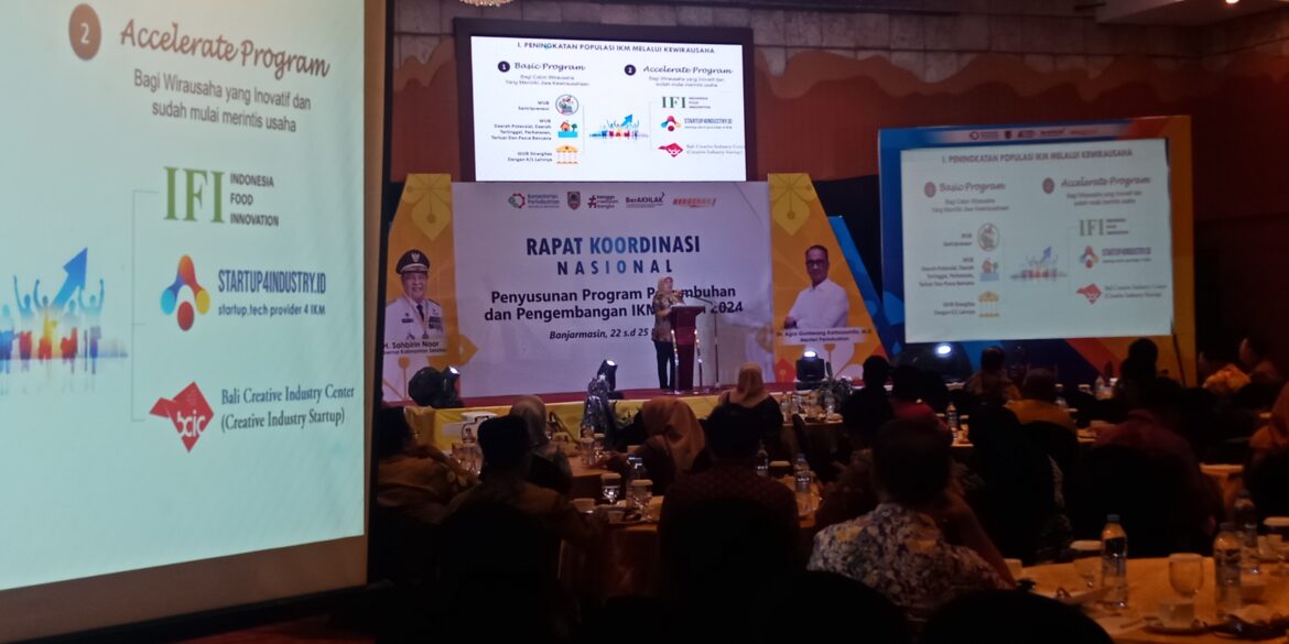 Direktur Jenderal Industri Kecil Menengah dan Aneka (IKMA) Reni Yanita Saat Memberikan Paparan Rakornas (foto:afdi)