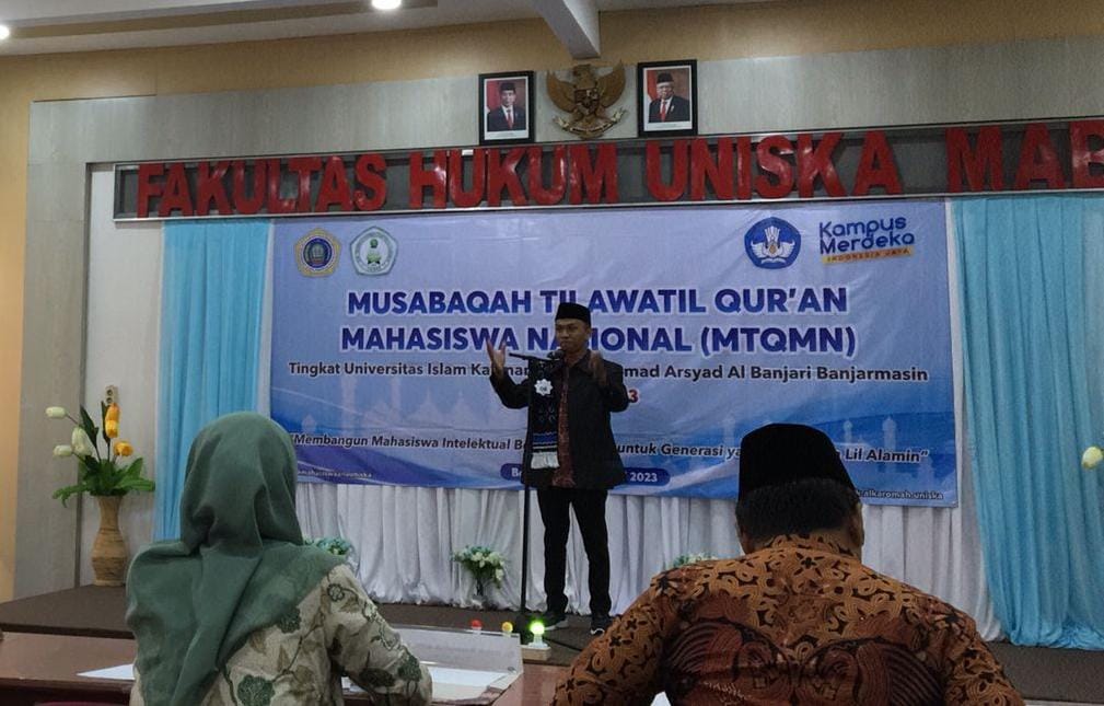 Peserta lomba Da'i MTQ Unsika, sedang menunjukan bakatnya.