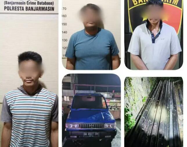 Tiga Pelaku Tiang Kabel Optik Ilegal di Banjarmasin Ditangkap di Banjarbaru