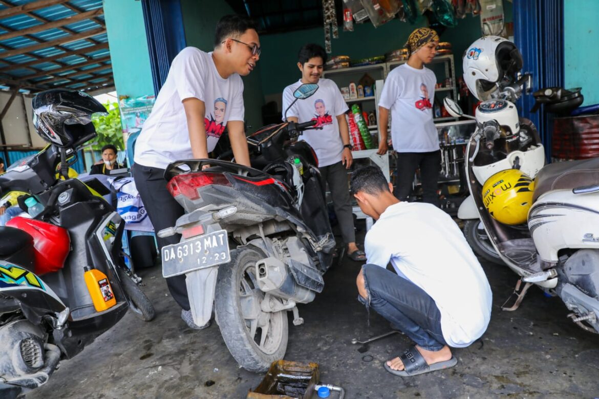Digelar ganti oli gratis bagi para driver ojek online di Kota Banjarmasin (foto:ist)
