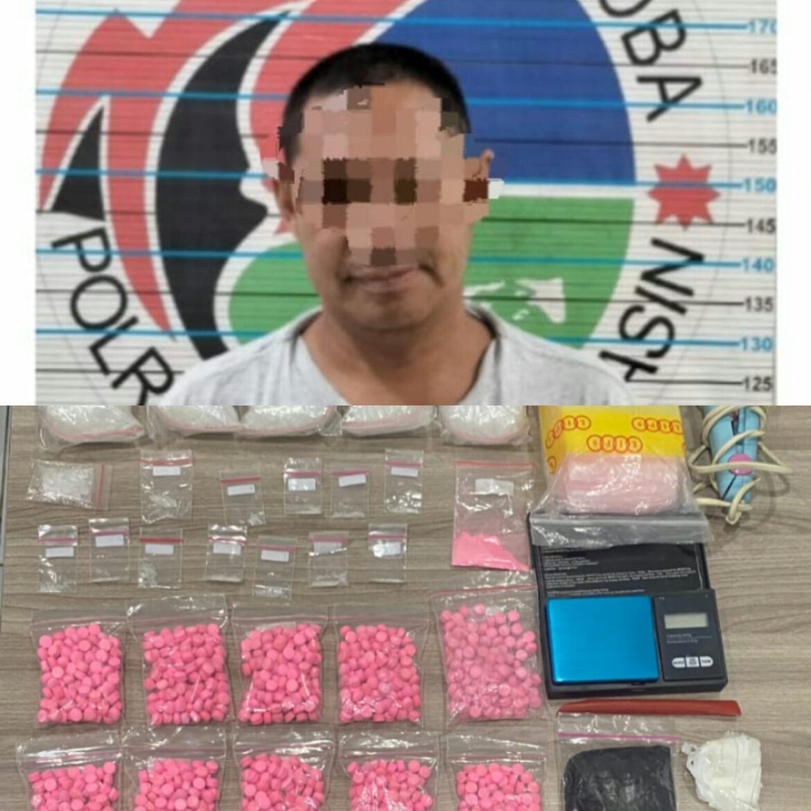 PEMILIK NARKOBA - pria berinisial GR ini digrebek di runahnya di Jalan Komplek Wildan Banjarmasin Barat dan ditemukan seberat 855,68 Gram Sabu-sabu dan Ekstasi, Rabu (23/8/2023) siang. (foto:ist)