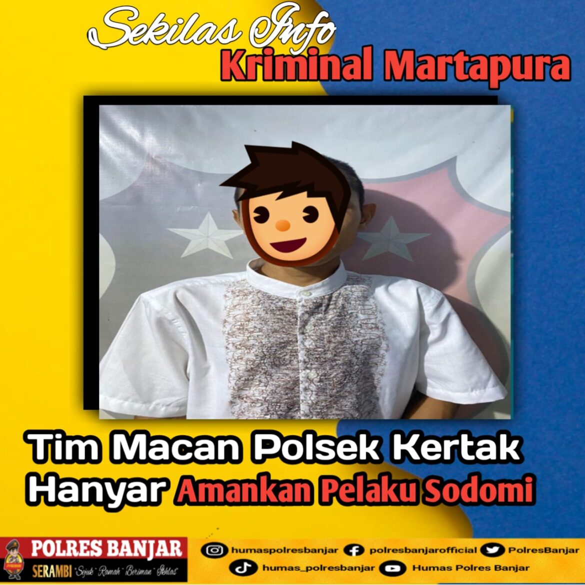 PELAKU SODOMI - oknum guru ngaji berinisial MA di Kertak Hanyar Kabupaten Banjar, kini dijebloskan ke Polres setenpat karena kasus sodomi anak dibawah umur