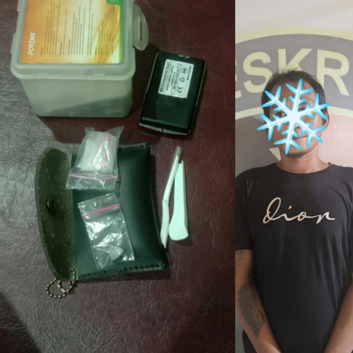 BARANG BUKTI - Pria ini terlibat kepemilikan Sabu-sabu berat 1.45 Gram di rumahnya Jalan Tembikar Kanan Kecamatan Pemurus Dalam Banjarmasin Selatan, Kamis (28/9/2023) malam. (foto:ist)