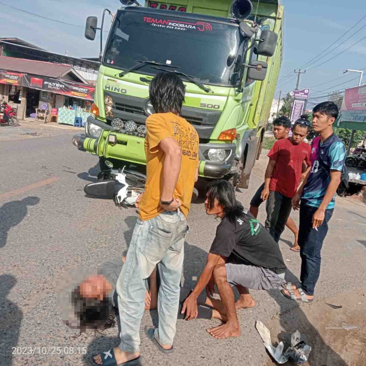 Kecelakaan sepeda motor dan truk terjadi di Jalan Provinsi Kilometer (KM) 194 (Foto Istimewa)