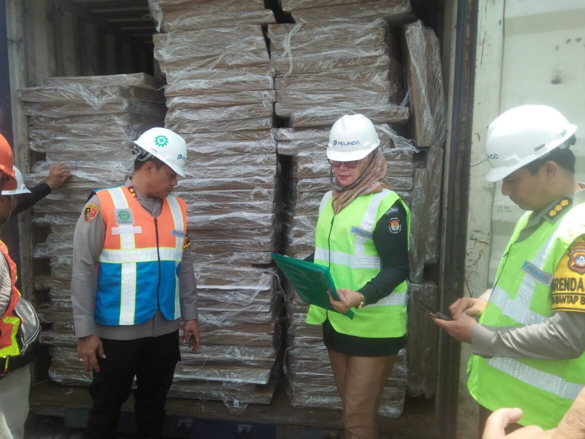 CEK LOGISTIK – Kapolda Kalsel Irjen Pol Andi Rian Djajadi bersama Ketua KPU Kalsel Andi Tenri Sompa saat mengecek kedatangan Bilik Suara untuk tiga kabupaten di Pelabuhan Peti Kemas Trisakti Banjarmasin, Selasa (17/10/2023) siang. (foto:sum/brt)