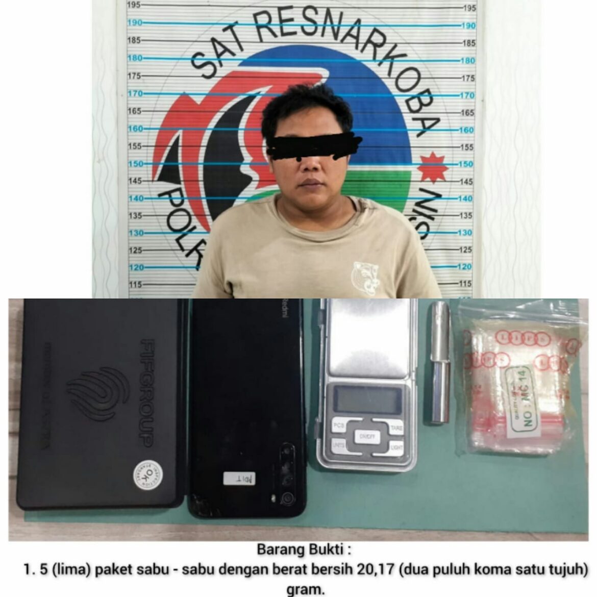 PEMILIK SABU - Pria berinisial APP ini digrebek di rumahnya, Sabu-sabu lima paket dan ekstasi berat 26,13 Gram, Sabtu (28/10/2023) malam.(foto:ist)