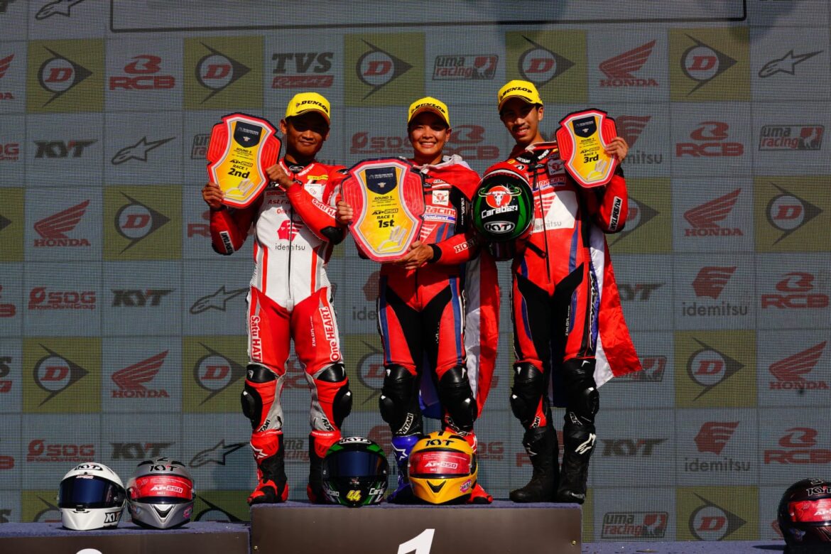 Pebalap AHRT Rheza Danica Ahrens meraih podium kedua pada race pertama seri kelima ajang ARRC 2023 (foto:istimewa)