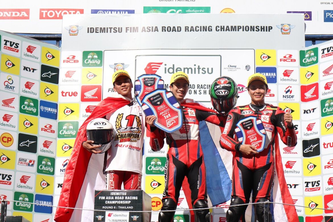 Pebalap kebanggaan Astra Honda Racing Team (AHRT) Rheza Danica Ahrens resmi menyandang gelar juara Asia Road Racing Championship (ARRC) 2023 kelas Asia Production (AP250)