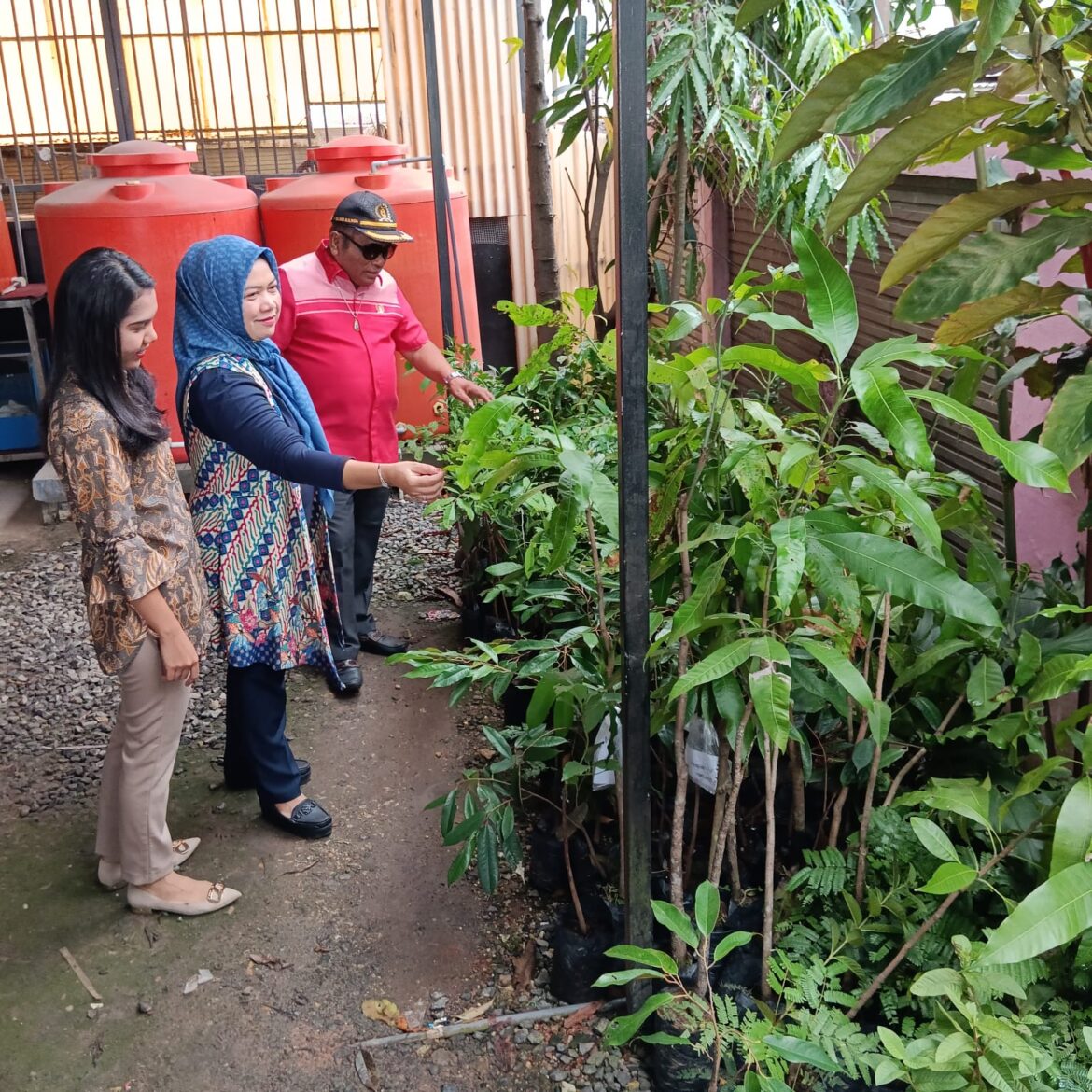 Fraksi PDIP DPRD Kota Banjarmasin dan PT Pelindo Saat Melihat Kondisi Bibit Tanaman yang Disalurkan ke perwakilan di Banjarmasin Barat (foto: baritopost)