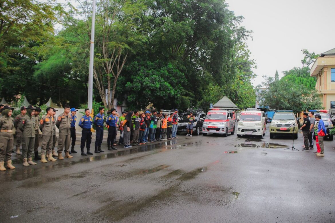 Apel pelepasan bantuan sembako untuk korban banjir di Provinsi Kalteng.(foto : yufanata/brt)