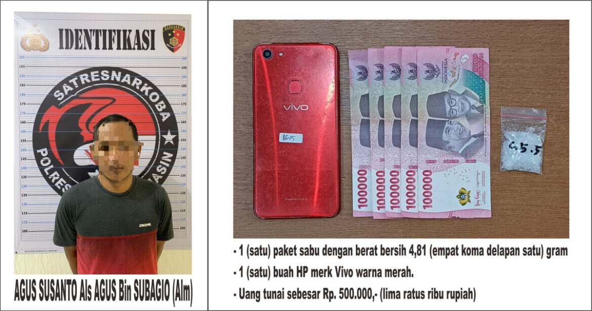 BAWA SABU - Pria berinisial AS ini kedapatan bawa 4,81 Gram Sabu-sabu hingga berurusan dengan pihak Sat Narkoba Polresta Banjarmasin, Senin (29/1/2024) siang. (foto:ist)