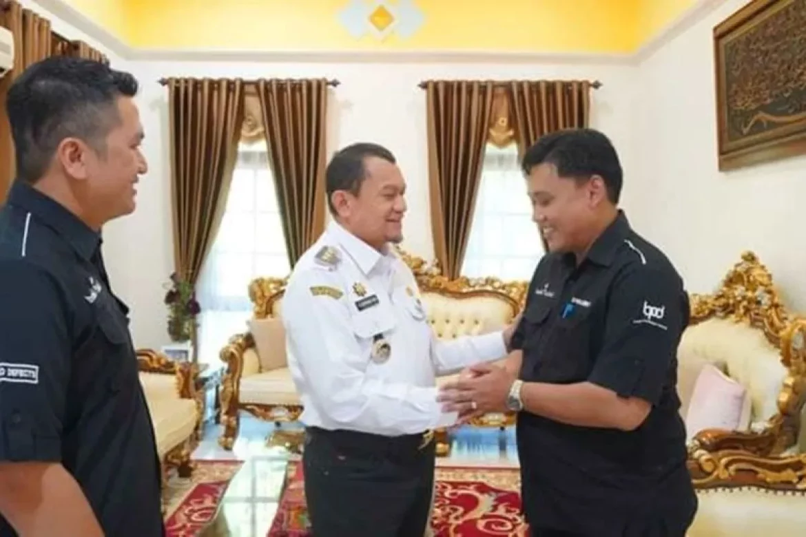 Pj Bupati Hulu Sungai Selatan (HSS) H Hermansyah, menerima kunjungan Kepala Bank Kalsel Syariah Cabang Banjarmasin dan Kandangan (foto:istimewa)