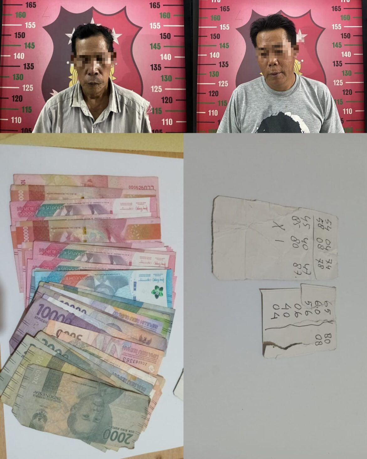 dua pelaku Bandar Togel MH dan MS dan foto Beberapa barang bukti