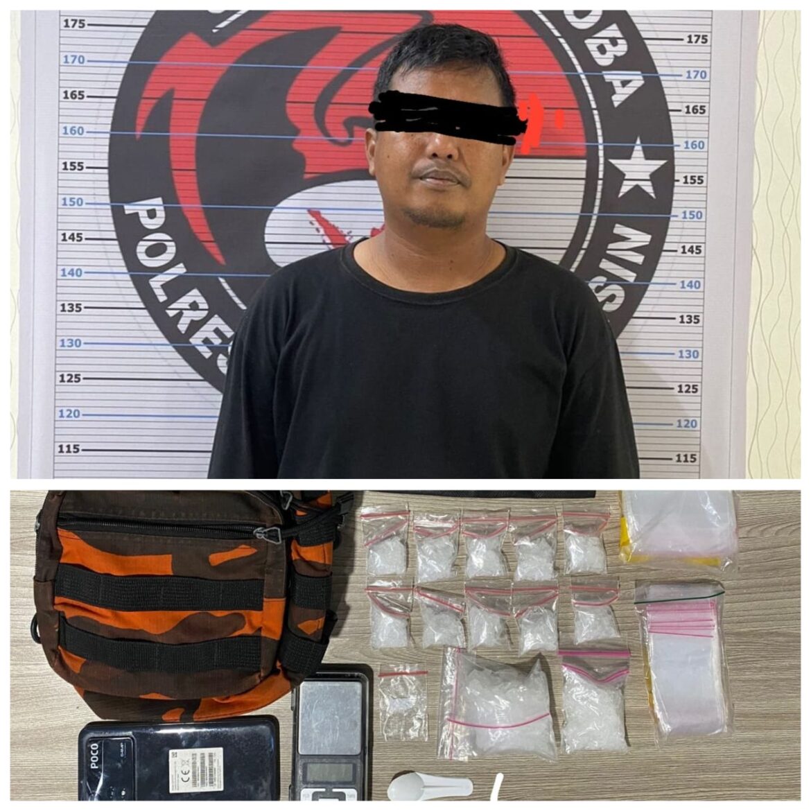 SIMPAN SABU – Lantaran menyimpan Sabu-sabu sebanyak 14 paket atau berat 123,1 Gram, pria berinisial MD (40) ini dibekuk Sat Narkoba Polresta Banjarmasin, Jum’at (26/4/2024) malam lalu. (foto:ist)