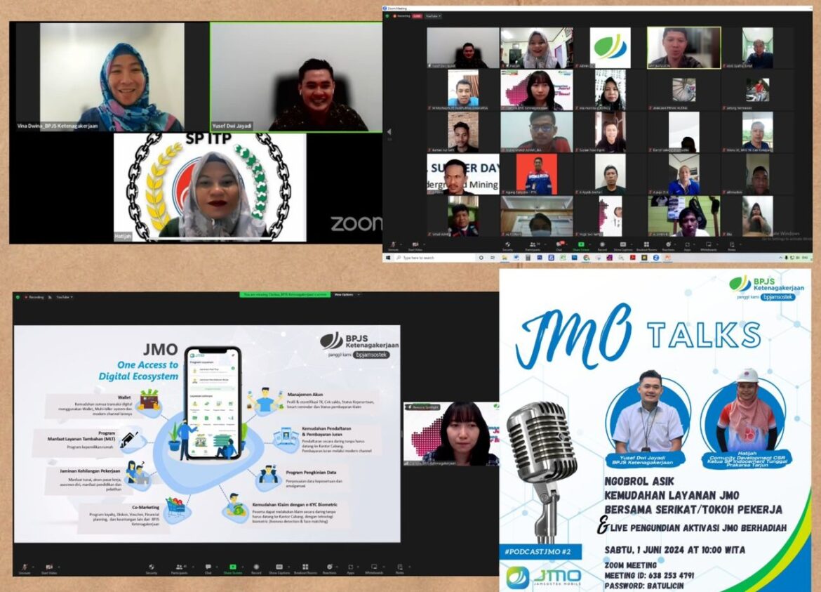 APLIKASI JMO - Bertajuk JMO Talk "Ngobrol Asik Kemudahan Layanan JMO", BPJS Ketenagakerjaan Batulicin mengundang Ketua Serikat Pekerja PT Indocement Tunggal Prakarsa, Hatijah untuk memberikan pengalaman dan antusiasnya terhadap kemudahan penggunaan Aplikasi JMO-Jamsostek Mobile secara online, Sabtu (1/6/2024).(foto : ist)