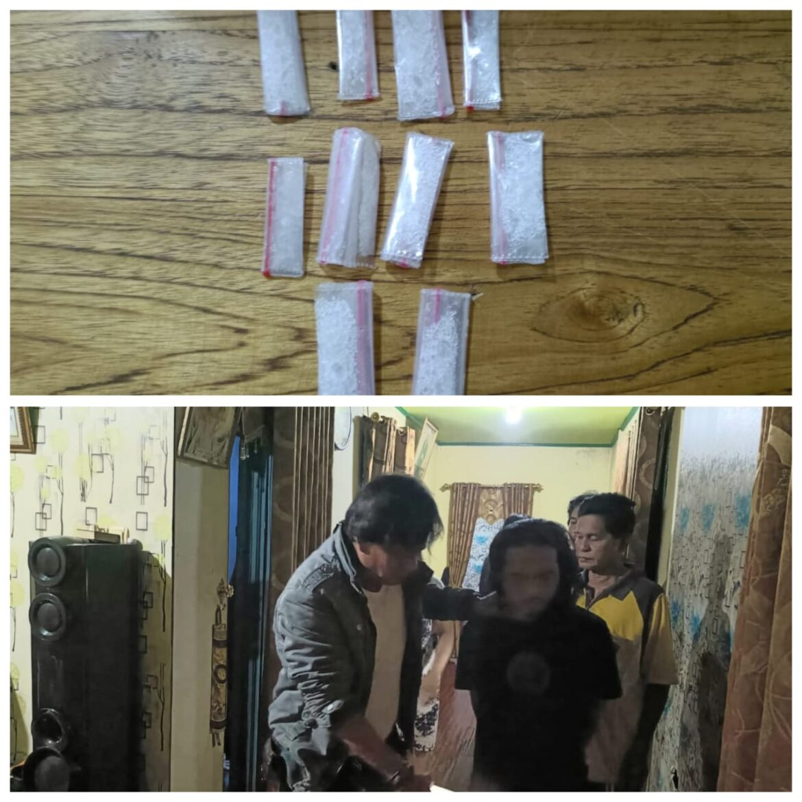 GREBEK PELAKU - Lantaran diduga sering transaksi narkoba, polisi pun mengeebek SY di rumahnya Jalan Pekapuran Raya Banjarmasin Timur dan menemukan 10 paket Sabu- sabu berat 1 Gram, Rabu (10/7/2024) malam. (foto:ist)