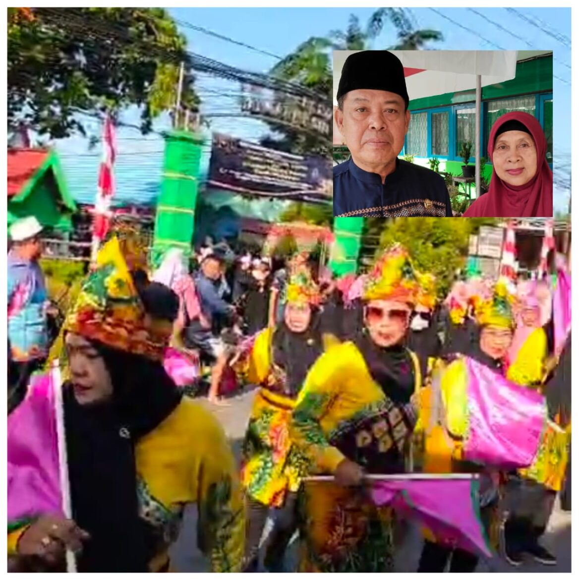 TAHUN BARU - Dengan antusias ribuan siswa SMPN 20 Banjarmasin dan pelajar 11 SD di Mantuil dan Basirih ikut berpartisipasi dalam Kirab peringatan Tahun Baru Islam, Kamis (18/7/2024) pagi. insert Kepsek SMPN 20 Oejiono dan Wakepsek Jamilah.(foto:sum/brt)