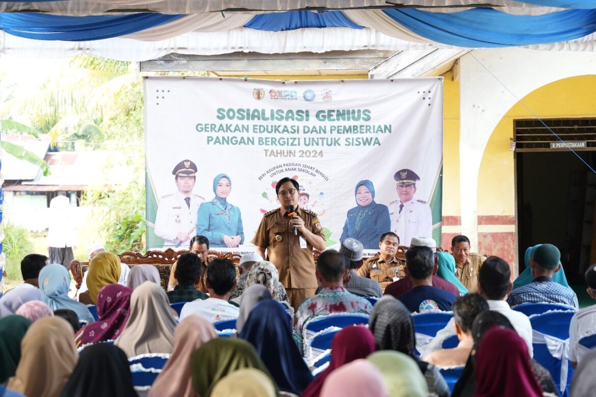 Sambutan Bupati Aulia acara Gencarkan Program GENIUS, Wujudkan Generasi Sehat dan Berkualitas di SDN 1 dan 2 Telang Kecamatan Batang Alai Utara, } Kabupaten HST