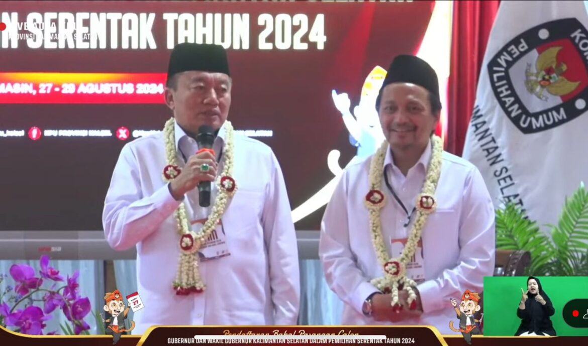 Muhidin-Hasnur Cagub dan Cawagub Kalsel Pendaftar Kedua/Hari Terakhir ke KPU Kalsel (foto:istimewa)