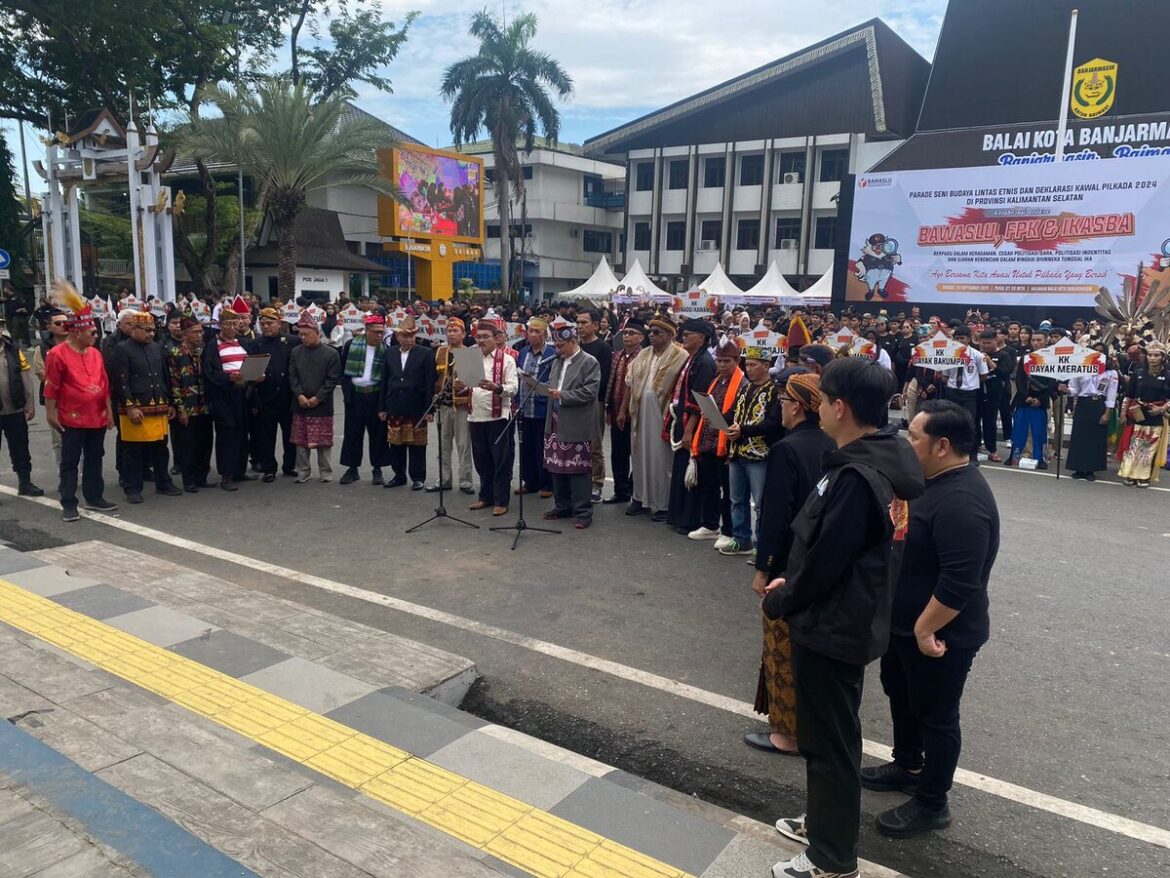 Deklarasi damai kawal pilkada 2024 di Balai Kota Banjarmasin.