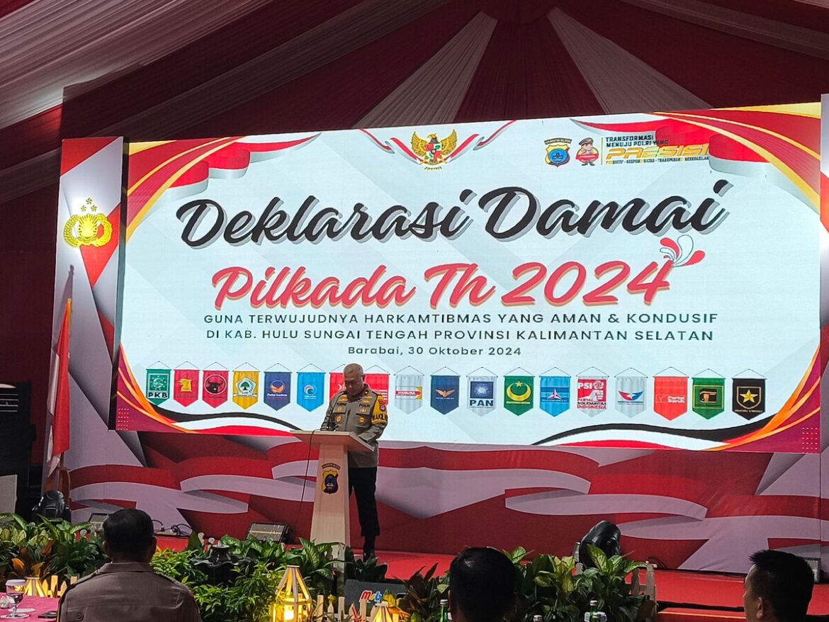 Waka Polda Kalsel memberikan sambutan Acara Dekalari Damai (Foto Istimewa)