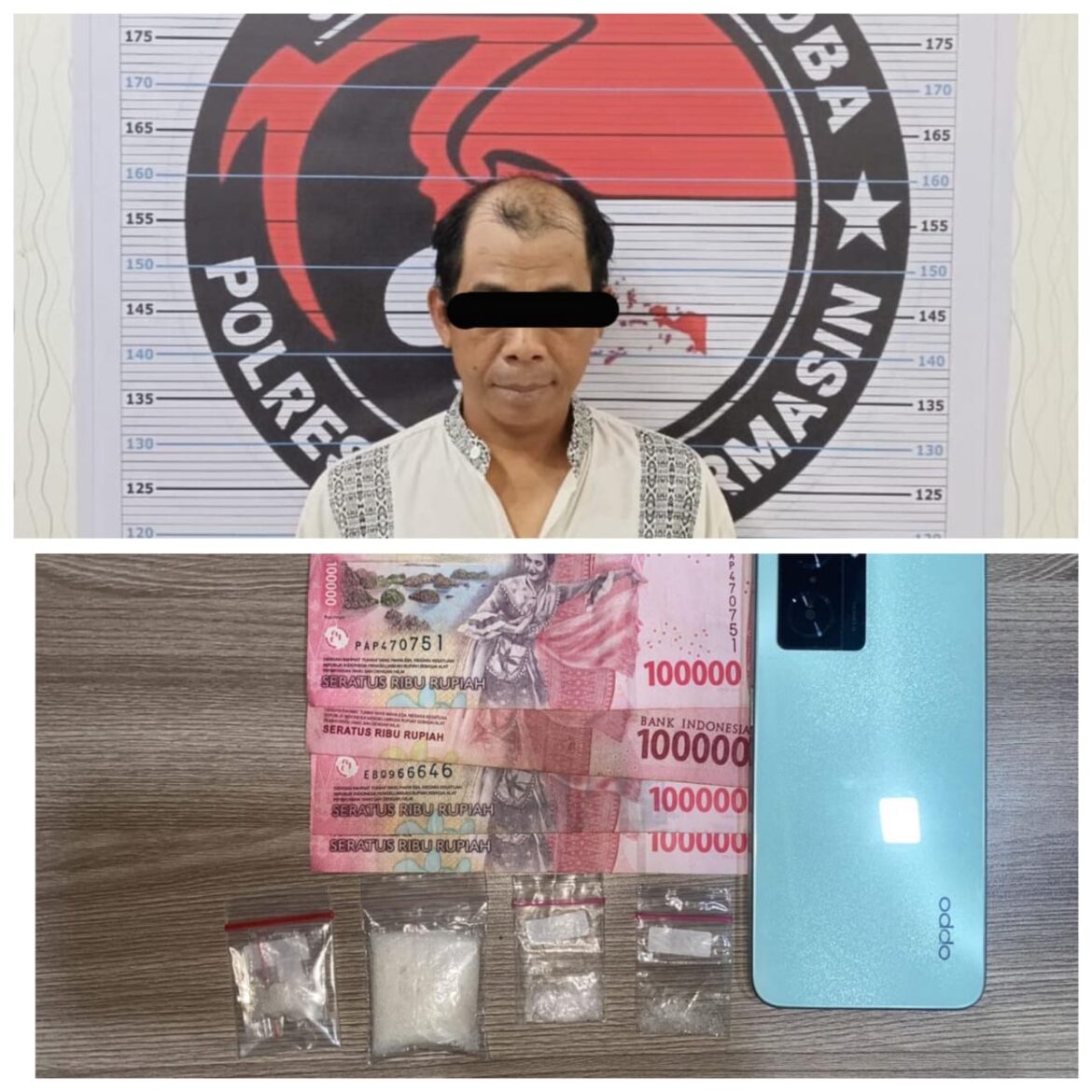 PEMILIK SABU - Buruh Harian lepas berinisial ML ini nekat nyambi jual Sabu-sabu hingga disergap pihak Sat Narkoba Polresta Banjarmasin, Jum’at, (25/10/2024) sore. (foto:ist)