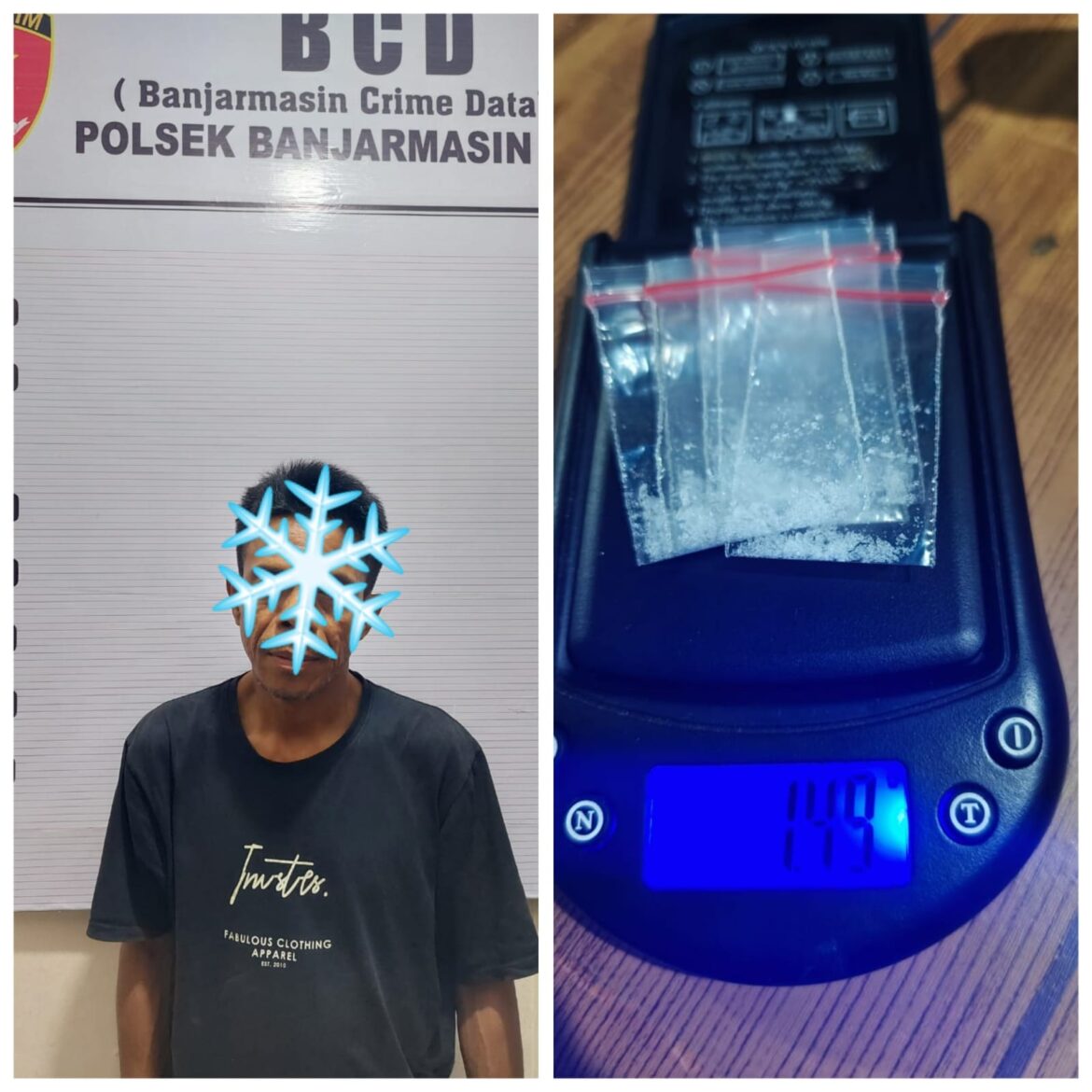 Pemilik tujuh paket Sabu-sabu, pria berinisial SF ini ditangkap di rumahnya di Jalan Barito Hulu Banjar Raya, di depan Pasar Banjar Raya Kelurahan Pelambuan Kecamatan Banjarmasin Barat, Kamis (7/11/2024) dinihari. (foto:ist)