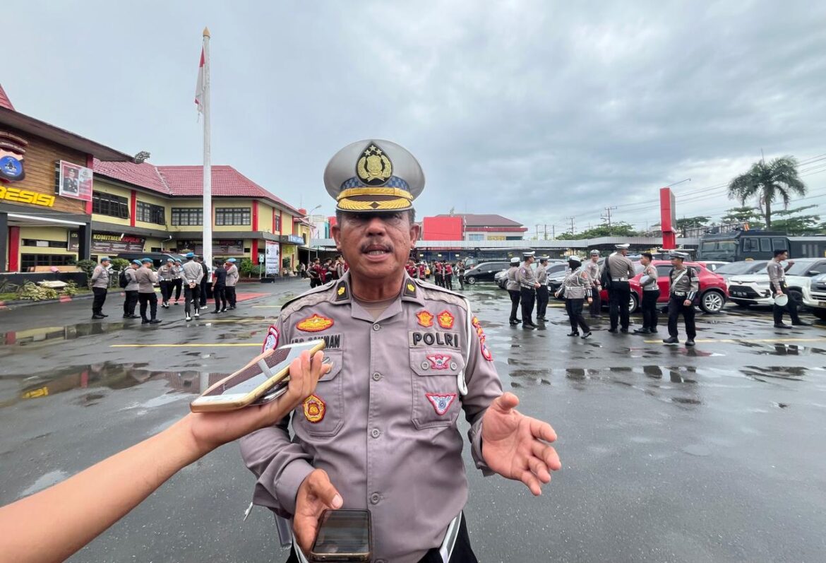 PS Kabag Bin Opsnal Ditlantas Polda Kalsel, Kompol Abd Rahman usai memimpin apel rutin menjelang pengamanan Pilkda di Polresta Banjarmasin (Foto Iman Satria)