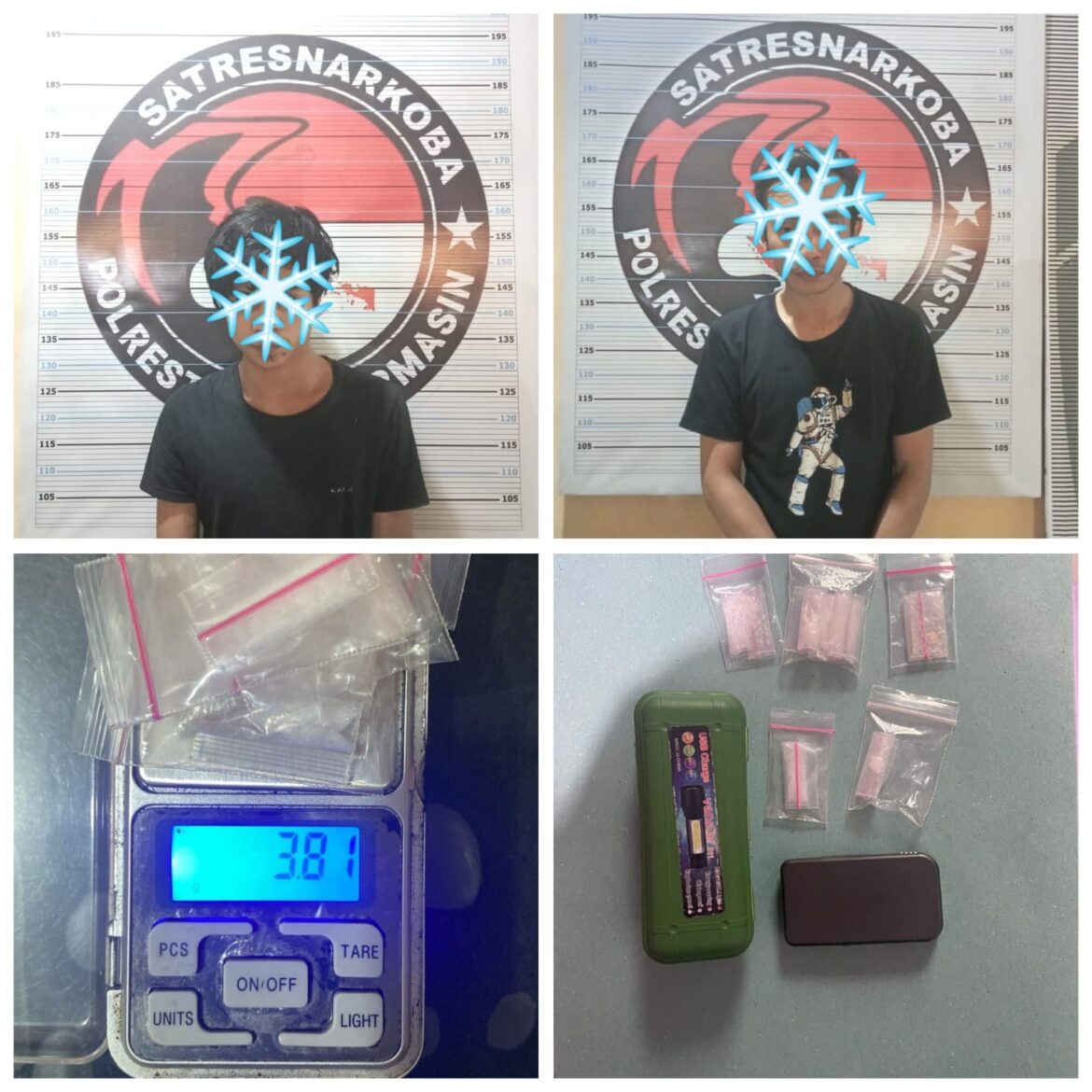 PEMILIK SABU - Dua pelaku pemilik Sabu-sabu, AD dan RK digrebek saat transaksi di Gang Gembira Kelayan B Banjarmasin, Jumat (1/11/2024) malam. (foto:ist)