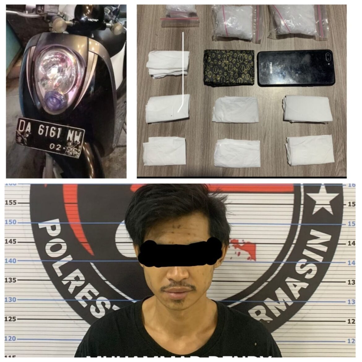 Pemilik ratusan Sabu-sabu berinisial MDW ini disergap polisi saat melintas di Jalan Banper Banjarmasin, Senin (16/12/ 2024) petang. (foto:ist)