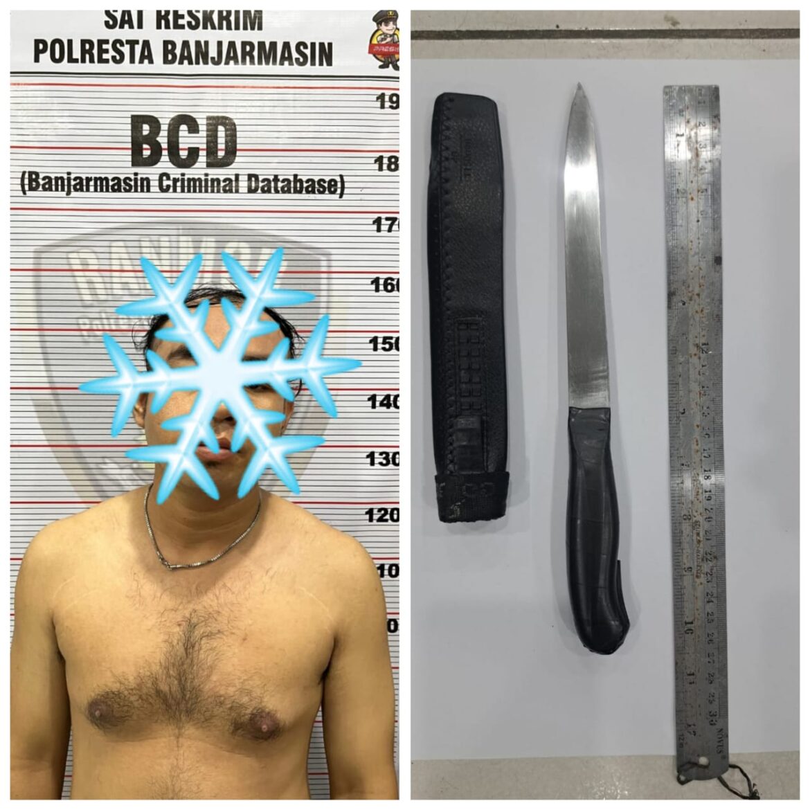 Karena Simpan Sajam, pemuda ini digaruk polisi di Jalan Bumi Raya Bany, Sabtu (28/12/2024) malam. (foto:istimewa)