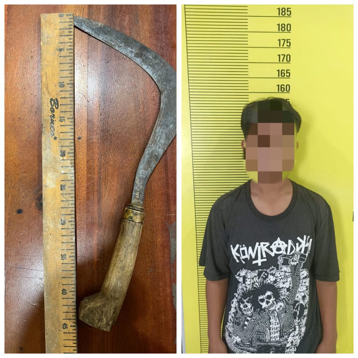 Bawa sajam ABH ini diamankan pihak Sat Reskrim Polresta Banjarmasin, Minggu (16/2/2025) dinihari. (foto:istimewa)