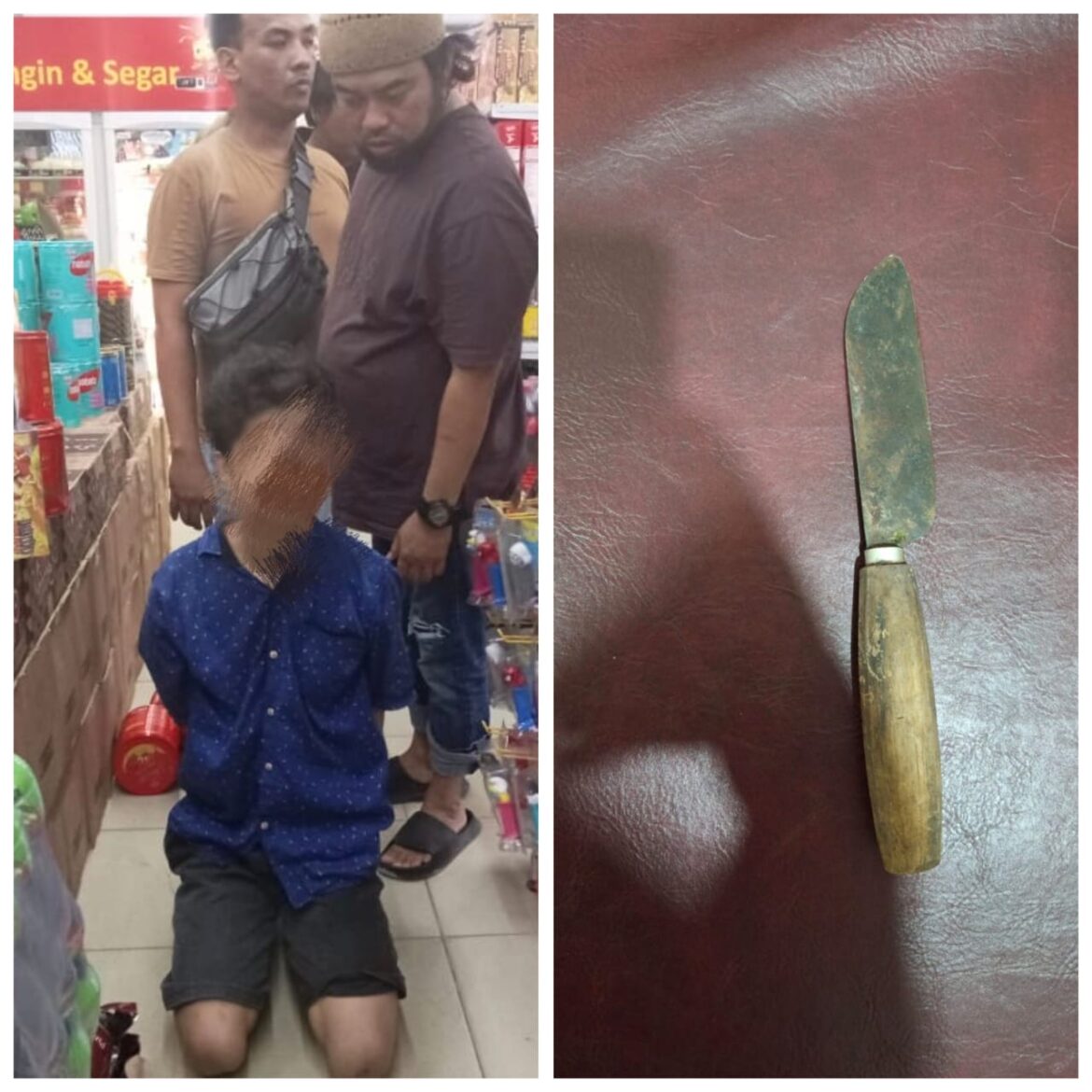 Pelaku Aniaya yang Menggunakan Sajam Melukai Karyawan Alfamart Kelayan Banjarmasin Selatan, Senin (3/3/2025) Malam Lalu. (foto: istimewa)