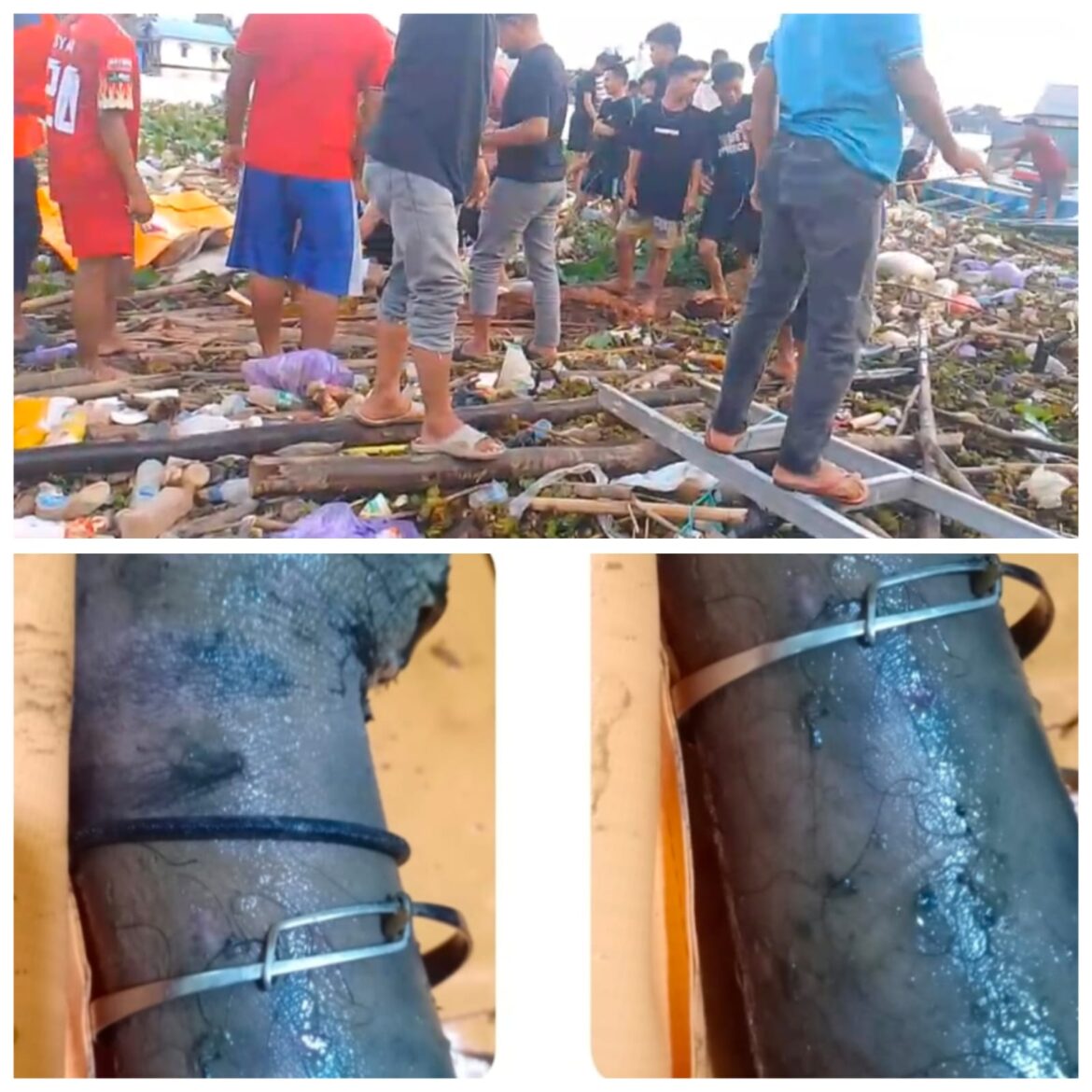 Relawan saat mengevakuasi mayat tanpa identitas di Sungai Martapura dekat Museum Wasaka Banjarmasin, Senin (7/4/2025) sore. (foto: istimewa)