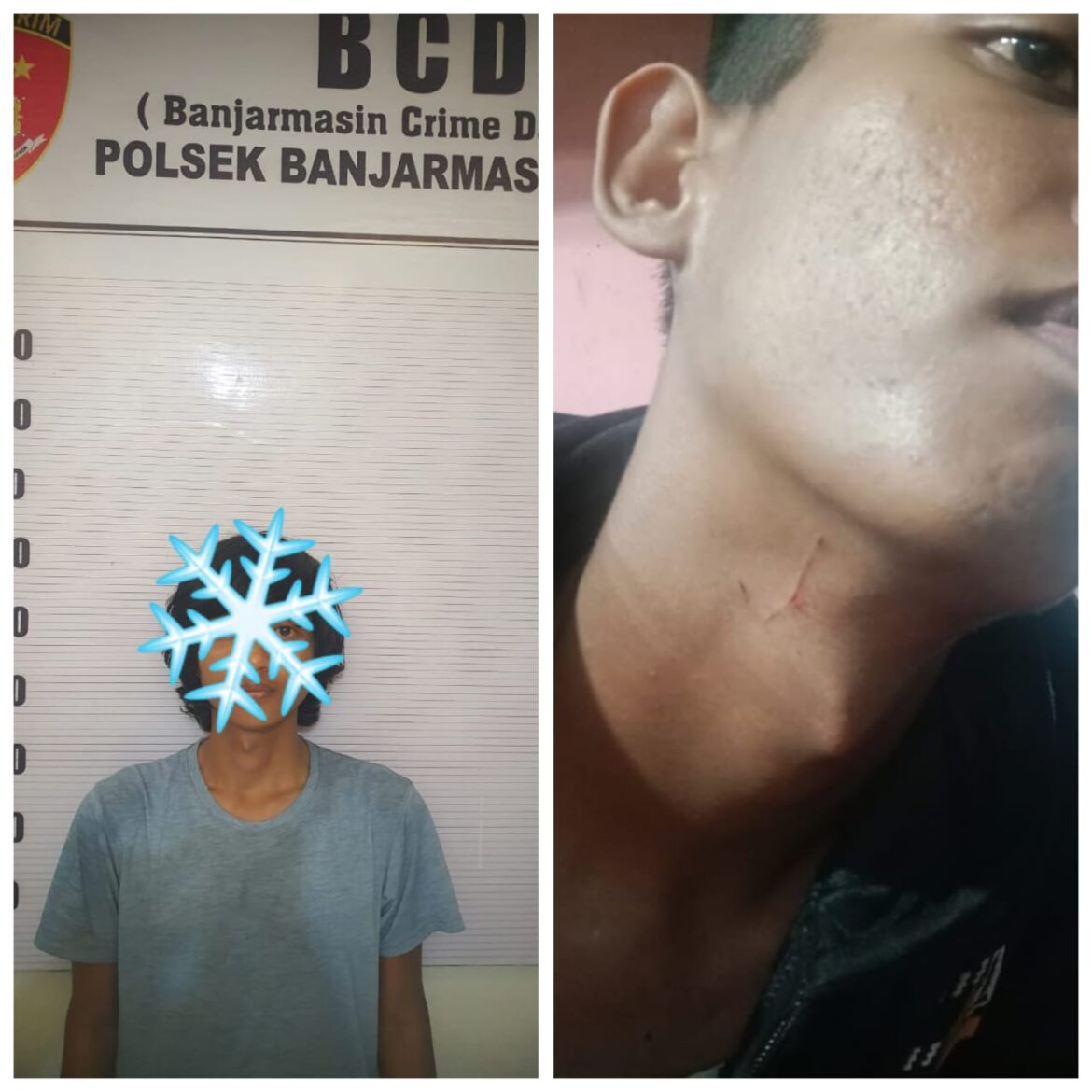 Pelaku Aniaya menggunakan gunting, karena cemburu pacarnya dibonceng korban di Jalan Adhyaksa Banjarmasin, Jumat (9/5/2025). (foto: istimewa)