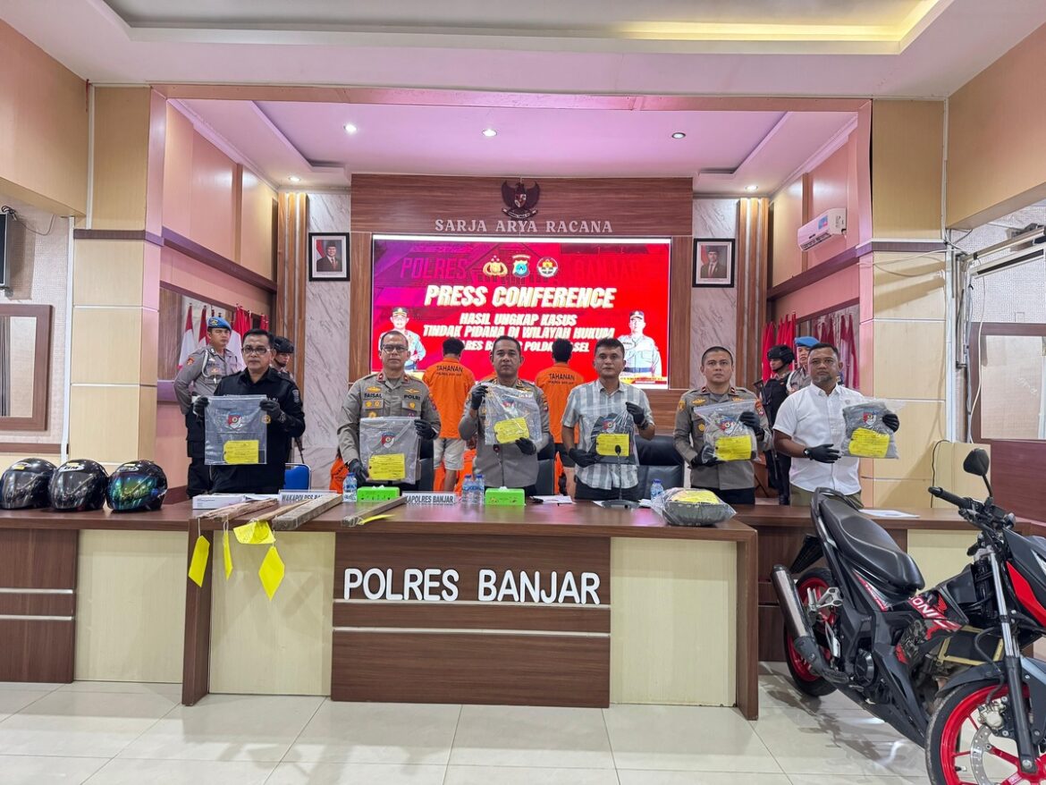 Polres Banjar gelar dua kasus menonjol, pengeroyokan hingga tewaskan korban dan kasus jambret, Selasa (5/8/2025). (Istimewa)