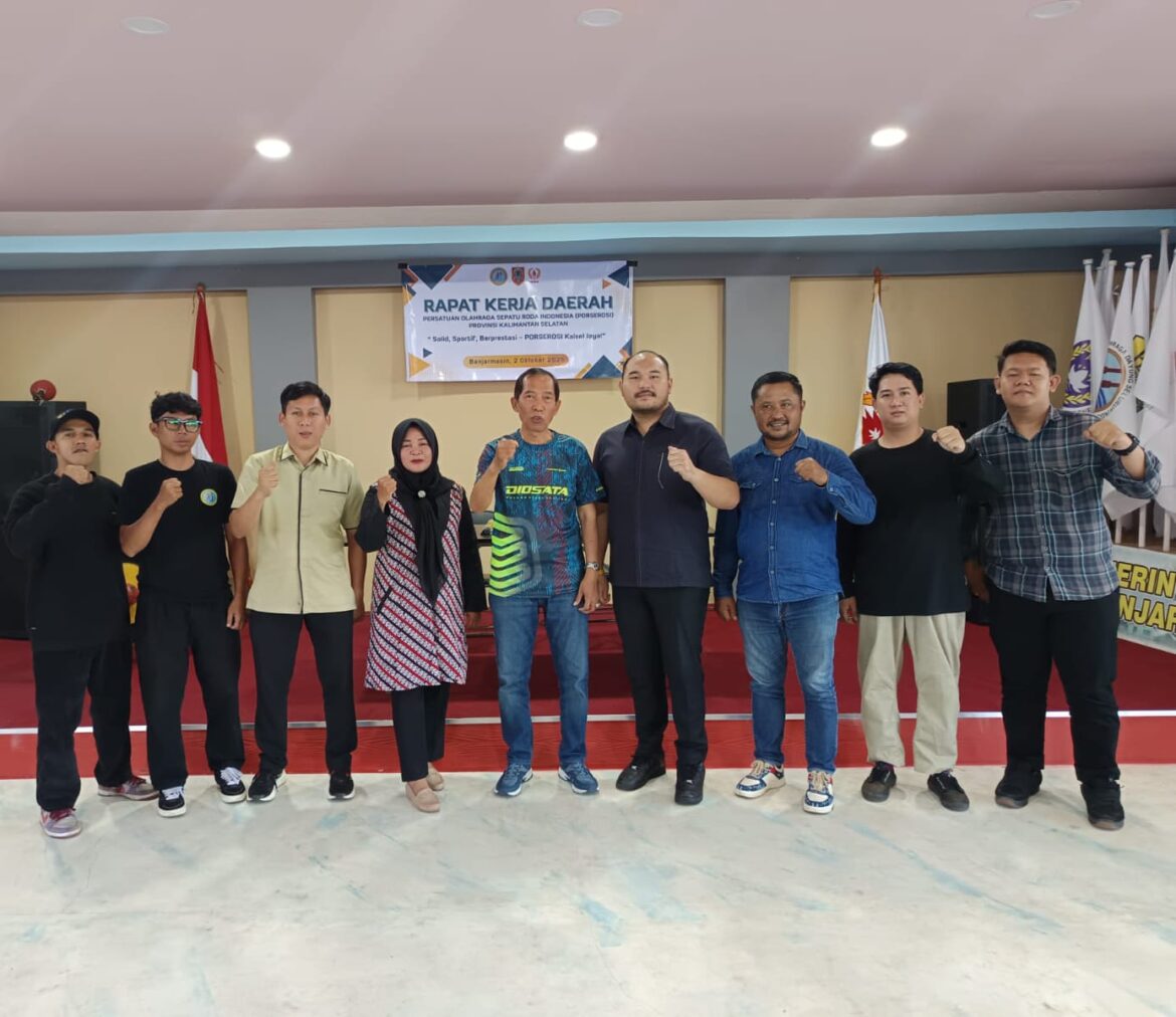 Peserta Rakerda Perserosi Kalsel, Kamis (2/10/2025) di Gedung Koperasi Olahraga KONI Kota Banjarmasin. (foto: ist/brt)