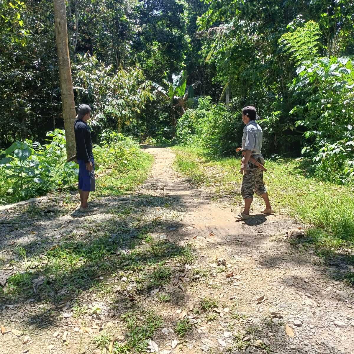 Warga menunjukkan jalan yang sebenarnya sudah tersedia, namun justru lahan mereka dibuat jalan baru yang diduga tidak jelas peruntukannya (Foto Mercy
