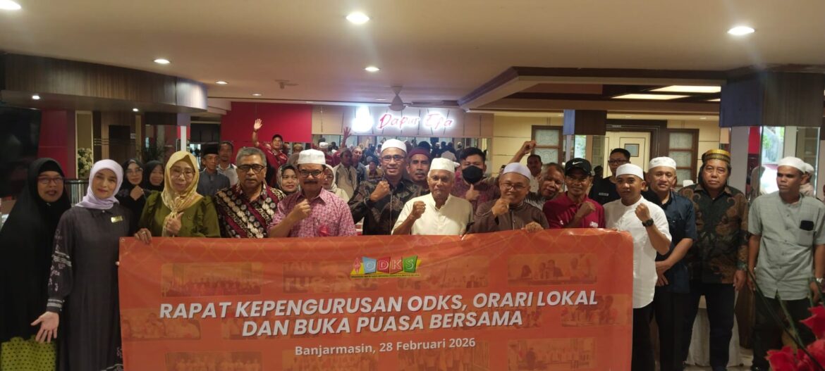 RAKER ODKS - Ketua ODKS beserta pengurus dan jajaran Orlok se-Kabupaten dan Kota se-Kalsel usai buka bersama Puasa Ramadhan 1447 Hijriyah di Efa Hotel Jalan A Yani Km 6 Banjarmasin, Sabtu malam (28/2/2026).(foto : sum/brt)